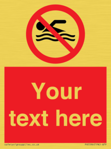 Custom No swimming prohibition Sign